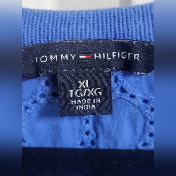 Tommy Hilfiger - Womens,Cornflower Blue Sweater with Eyelet Back - Size XL - Picture 2 of 5